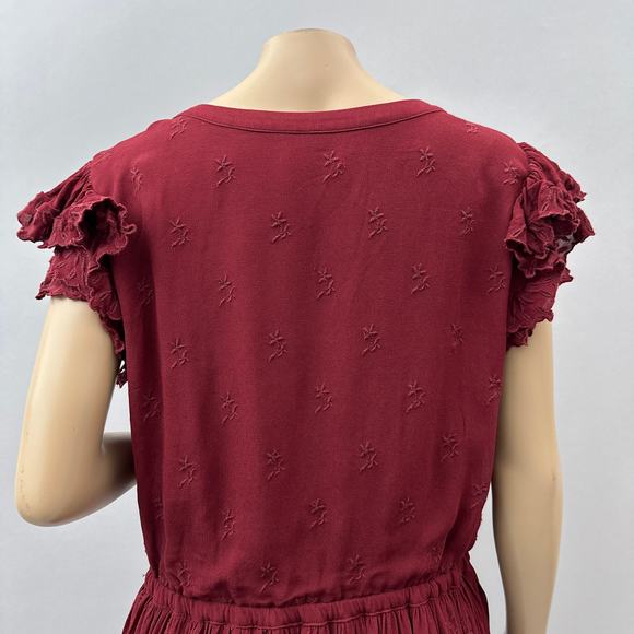 Rachel Parcell Lace Scarlet Embroidered Pleated Midi A-line Dress Red Size XL - Picture 11 of 15